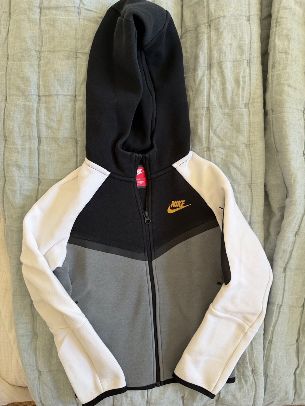 Nike Black, Gray & White Kids Hooded Zip Sweatshirt with Gold Logo